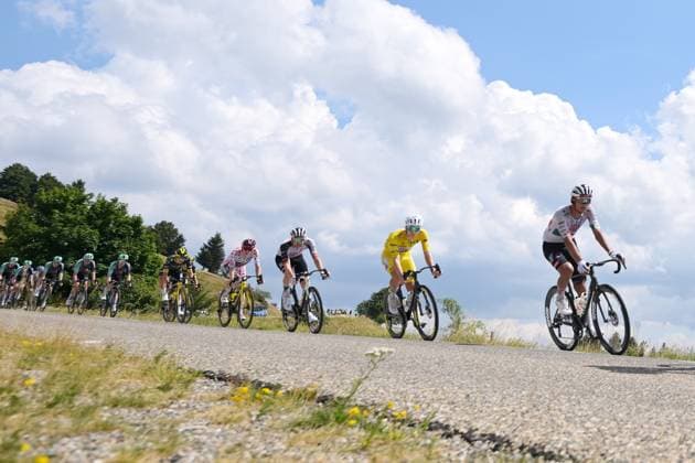 Danish Jonas Vingegaard of Team Visma-Lease a Bike and Slovenian Tadej Pogacar of UAE Team Emirates XRG are pictured during stage 14 of the 2026 Tour de France cycling race, a stage of 155km from Mulhouse to Le Markstein Fellering, on Saturday 18 July 2026. The 113th edition of the Tour de France starts on Saturday 4 July in Barcelona, Spain, and will finish in Paris, France on the 26th of July. DAVIDxPINTENS  x181418365x
