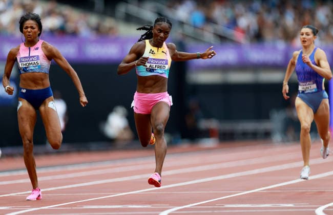 Julien Alfred of Saint Lucia wins the 200m Women. The London Athletics Meet, Wanda Diamond League, London Stadium, London, UK - 18 Jul 2026London London Stadium United Kingdom  Copyright: xJamesxMarsh Shutterstockx 16996766bd