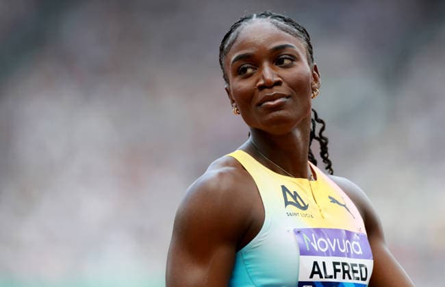 Julien Alfred of Saint Lucia wins the 200m Women. The London Athletics Meet, Wanda Diamond League, London Stadium, London, UK - 18 Jul 2026London London Stadium United Kingdom  Copyright: xJamesxMarsh Shutterstockx 16996766bg