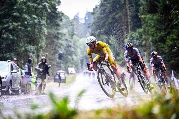 Tour de France 2026 Stage 14 LE MARKSTEIN, FRANCE - JULY 18 : Pogacar Tadej (SLO) of UAE Team Emirates XRG in action during stage 14 of the 113rd edition of Tour de France an UCI World Tour 2.UWT cycling road race stage for Men Elite of 155 km with start in Mulhouse and finish in Le Markstein on July 18, 2026 in Le Markstein, France, 18 07 2026 ( Motordriver Kurt Vandenborre - Le Markstein France  Copyright: xGvgx