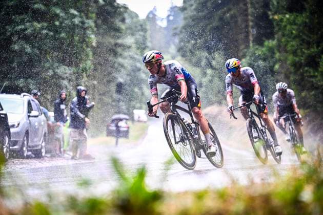 Tour de France 2026 Stage 14 LE MARKSTEIN, FRANCE - JULY 18 : Evenepoel Remco (BEL) of Red Bull BORA Hansgrohe in action during stage 14 of the 113rd edition of Tour de France an UCI World Tour 2.UWT cycling road race stage for Men Elite of 155 km with start in Mulhouse and finish in Le Markstein on July 18, 2026 in Le Markstein, France, 18 07 2026 ( Motordriver Kurt Vandenborre - Le Markstein France  Copyright: xGvgx