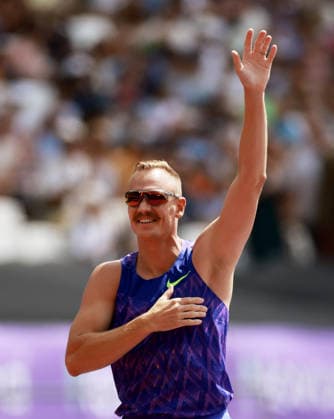 Sam Kendricks of USA on his way to winning the Pole Vault Men. The London Athletics Meet, Wanda Diamond League, London Stadium, London, UK - 18 Jul 2026London London Stadium United Kingdom  Copyright: xJamesxMarsh Shutterstockx 16996766bi