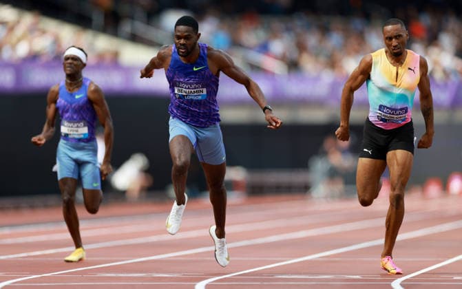 Rai Benjamin of USA wins the 400m Men. The London Athletics Meet, Wanda Diamond League, London Stadium, London, UK - 18 Jul 2026London London Stadium United Kingdom  Copyright: xJamesxMarsh Shutterstockx 16996766bo