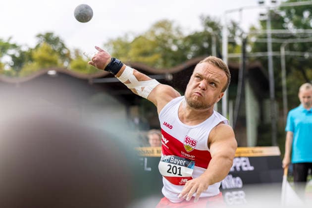 LEVERKUSEN, GERMANY - JULY 18, 2026 : Niko Kappel (GER VfB Stuttgart 1893) competing in the shot put during the Para Heimspiel 7.0 at Fritz Jacobi Sports Complex on July 18, 2026 in Leverkusen, Germany. Northrhine-Westphalia Germany Copyright: xAxelxKohringx