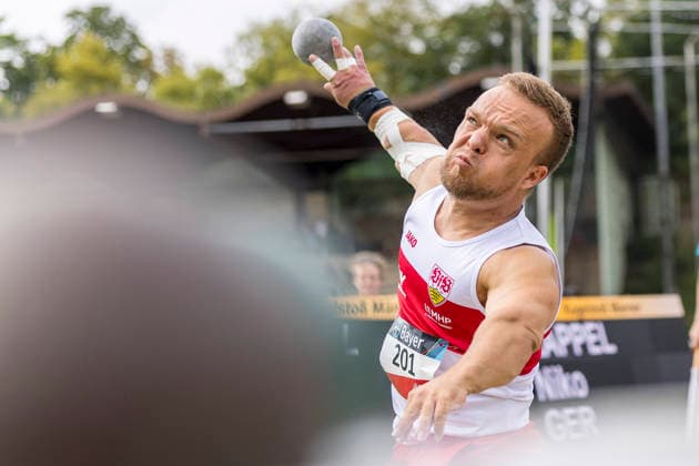 LEVERKUSEN, GERMANY - JULY 18, 2026 : Niko Kappel (GER VfB Stuttgart 1893) competing in the shot put during the Para Heimspiel 7.0 at Fritz Jacobi Sports Complex on July 18, 2026 in Leverkusen, Germany. Northrhine-Westphalia Germany Copyright: xAxelxKohringx