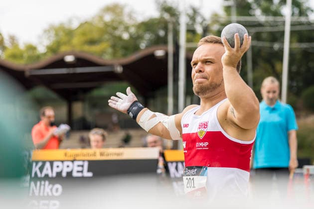 LEVERKUSEN, GERMANY - JULY 18, 2026 : Niko Kappel (GER VfB Stuttgart 1893) competing in the shot put during the Para Heimspiel 7.0 at Fritz Jacobi Sports Complex on July 18, 2026 in Leverkusen, Germany. Northrhine-Westphalia Germany Copyright: xAxelxKohringx