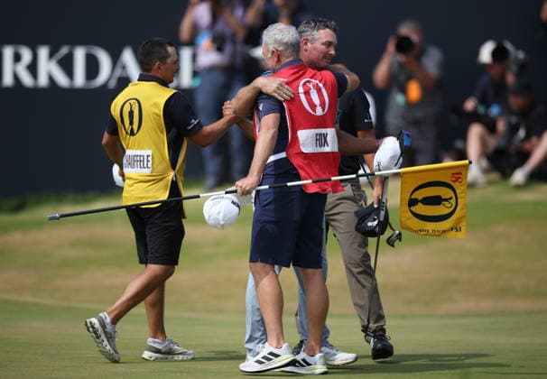 154th Open Golf Championships - Round 3 Ryan Fox of Australia (R) shakes hands with his caddie Dean Smith (C) after his round at the British Open Golf Championships at Royal Birkdale in Southport, Britain, 18 July 2026. SOUTHPORT UNITED KINGDOM  Copyright: xADAMxVAUGHANx