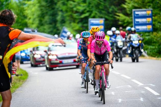 Tour de France 2026 Stage 14 LE MARKSTEIN, FRANCE - JULY 18 : Healy Ben (IRL) of EF Education EasyPost in action during stage 14 of the 113rd edition of Tour de France an UCI World Tour 2.UWT cycling road race stage for Men Elite of 155 km with start in Mulhouse and finish in Le Markstein on July 18, 2026 in Le Markstein, France, 18 07 2026 ( Motordriver Kurt Vandenborre - Le Markstein France  Copyright: xGvgx