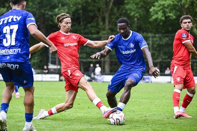 Gent s Idris Abubakar Abdullahi pictured in action during a friendly game between KAA Gent and Dutch FC Twente, at the summer training camp of Belgian first division soccer team KAA Gent in De Lutte, Losser, the Netherlands on Saturday 18 July 2026, to prepare for the upcoming 2026-2027 season. TOM GOYVAERTS TomxGoyvaerts  x181421635x