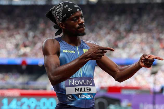 2026 Wanda Diamond League - Novuna London Athletics Meet Brandon Miller of the United States poses after winning the men s 800m event during the Wanda Diamond League meeting at the London Stadium in Stratford, London. United Kingdom  Copyright: xMIxNewsx originalFilename:fletcher-wandadua260718_npmLv.jpg
