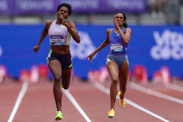 2026 Wanda Diamond League - Novuna London Athletics Meet Marileidy Paulino of the Dominican Republic (left) pushes to the line during the Women s 400m event at the Wanda Diamond League meeting at the London Stadium in Stratford, London. United Kingdom  Copyright: xMIxNewsx originalFilename:fletcher-wandadua260718_npKJL.jpg