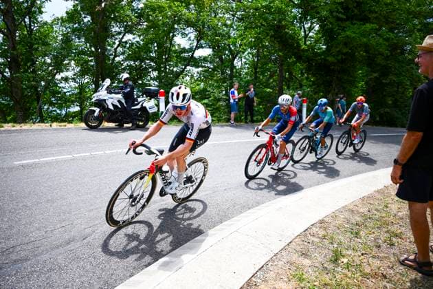 Tour de France 2026 Stage 14 LE MARKSTEIN, FRANCE - JULY 18 : Engelhardt Felix (GER) of Team Jayco AlUla in action during stage 14 of the 113rd edition of Tour de France an UCI World Tour 2.UWT cycling road race stage for Men Elite of 155 km with start in Mulhouse and finish in Le Markstein on July 18, 2026 in Le Markstein, France, 18 07 2026 ( Motordriver Kurt Vandenborre - Le Markstein France  Copyright: xGvgx