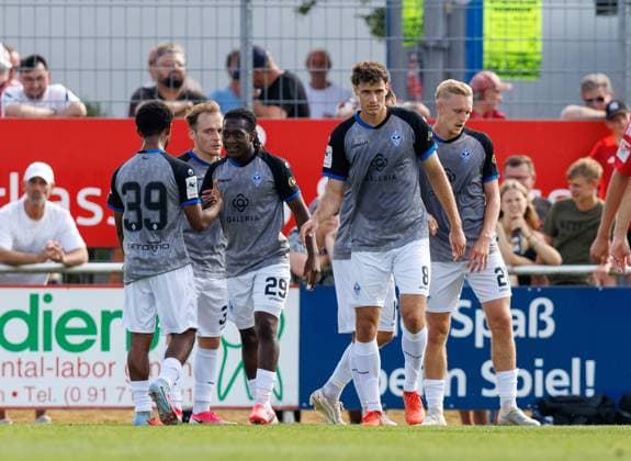 18.07.2026 - Fussball - Saison 2026 2027 - Testspiel Freundschaftsspiel Vorbereitungsspiel: 1. FC Nürnberg Nuernberg FCN ( Club ) - SV Waldhof Mannheim 07 - Sportfoto Zink DaMa - xdaxmax - Jubel Freude Torjubel nach Tor zum 0:1 - Julian Ulbricht (10, SV Waldhof Mannheim 07 SVW07 ) jubelt freut sich - Torschütze: Julian Ulbricht (10, SV Waldhof Mannheim 07 SVW07 ) *** July 18, 2026 Soccer Season 2026–2027 Exhibition Match Friendly Match Preseason Match 1 FC Nürnberg (Nürnberg) FCN Club SV Waldhof Mannheim 07 Sports Photo Zink DaMa xdaxmax Celebration Joy Goal Celebration after the goal to make it 0 1 Julian Ulbricht 10, SV Waldhof Mannheim 07 SVW07 celebrates, is happy; goal scorer Julian Ulbricht 10, SV Waldhof Mannheim 07 SVW07