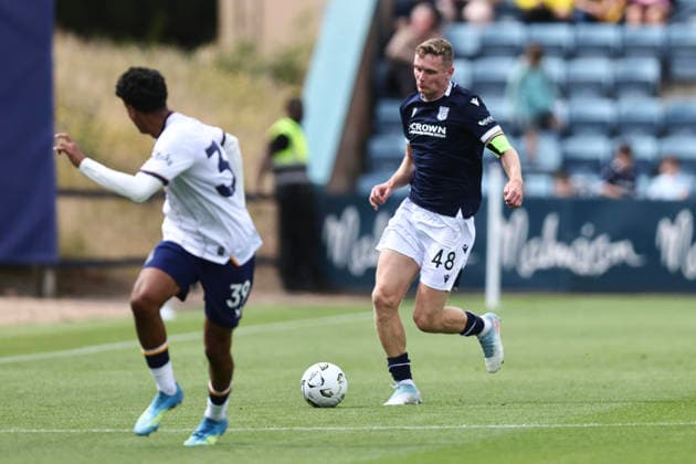 RECORD DATE NOT STATED 18th July 2026; Dens Park, Dundee, Scotland; Friendly Football, Dundee versus Everton; Ethan Hamilton of Dundee runs at Adam Aznou of Everton DavidxYoung