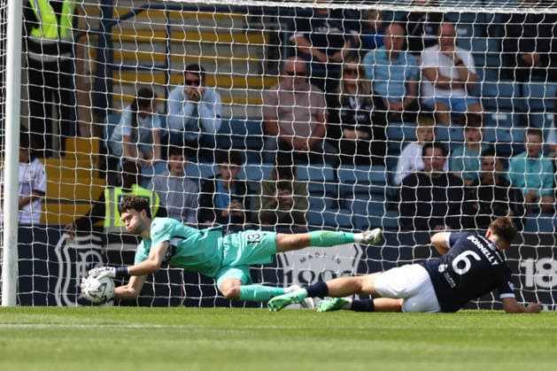 RECORD DATE NOT STATED 18th July 2026; Dens Park, Dundee, Scotland; Friendly Football, Dundee versus Everton; Dundee goalkeeper Kieran O Hara saves a shot DavidxYoung