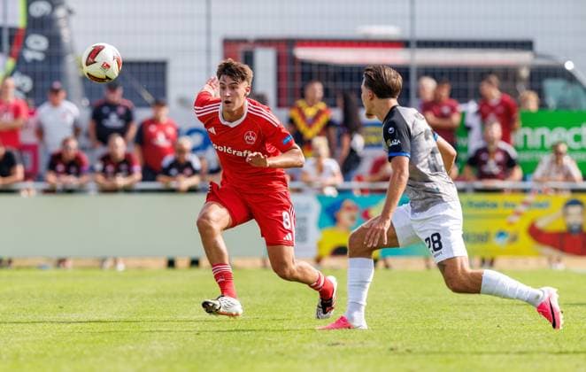 18.07.2026 - Fussball - Saison 2026 2027 - Testspiel Freundschaftsspiel Vorbereitungsspiel: 1. FC Nürnberg Nuernberg FCN ( Club ) - SV Waldhof Mannheim 07 - Sportfoto Zink DaMa - xdaxmax - Javier Fernandez (8, 1. FC Nürnberg FCN ) Diego Michel (28, SV Waldhof Mannheim 07 SVW07 ) *** July 18, 2026 Soccer Season 2026–2027 Exhibition Match Friendly Match Preseason Match 1 FC Nürnberg (Nürnberg FCN) vs. SV Waldhof Mannheim 07 (SVW07) Sports Photo by Zink DaMa xdaxmax Javier Fernandez 8, 1 FC Nuremberg FCN Diego Michel 28, SV Waldhof Mannheim 07 SVW07