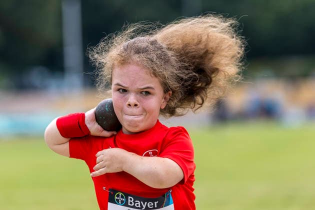 LEVERKUSEN, GERMANY - JULY 18, 2026 : Emilia Rausch (GER TSV Bayer 04 Leverkusen) competing in the shot put during the Para Heimspiel 7.0 at Fritz Jacobi Sports Complex on July 18, 2026 in Leverkusen, Germany. Northrhine-Westphalia Germany Copyright: xAxelxKohringx