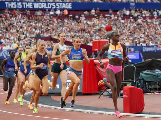 Keely Hodgkinson leads out in the 800 metres and final event during the Diamond League Athletics at the London Stadium, Queen Elizabeth Olympic Park , London, England on 18 July 2026. Copyright: xPhilxHutchinsonx 45280033