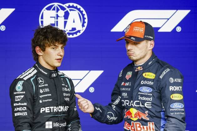 SPA - Andrea Kimi Antonelli (Mercedes-AMG PETRONAS Formula One Team) and Max Verstappen (Oracle Red Bull Racing) after qualifying at the Spa-Francorchamps circuit for the Belgian Grand Prix. SEM VAN DER WAL ANP xVIxANPxSportx xxANPxIVx 563783942 originalFilename: 563783942.jpg