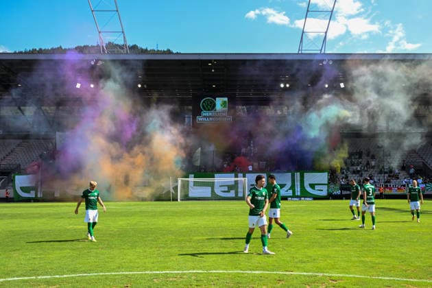 SOCCER - Wacker vs Chemie Leipzig, test match INNSBRUCK,AUSTRIA,18.JUL.26 - SOCCER - ADMIRAL 2.Liga, Regionalliga Nordost, FC Wacker Innsbruck vs BSG Chemie Leipzig, test match. Image shows a feature with the fans of BSG Chemie Leipzig.  GEPAxpictures xDanielxSchoenherr