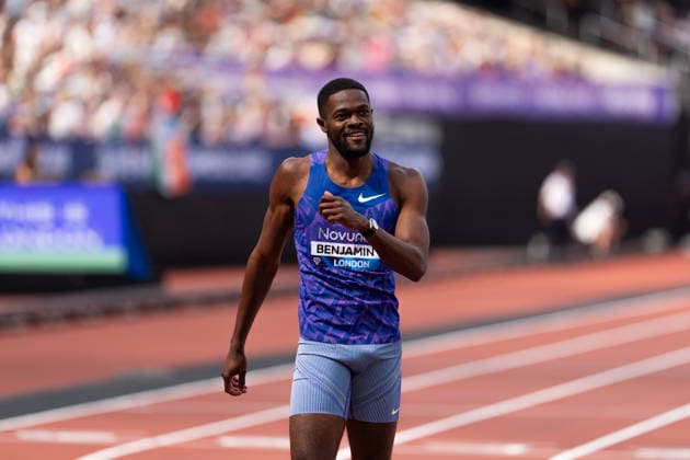July 18, 2026, London, United Kingdom: Benjamin Rai of the United States smiles after winning the men s 400m in 44.05 during the Novuna London Athletics Meet at London Stadium. London United Kingdom - ZUMAh209 20260718_zsp_h209_018 Copyright: xAlixHabibx