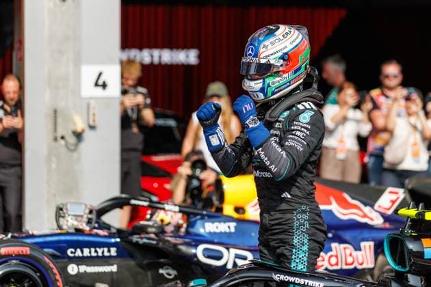 Andrea Kimi Antonelli (Mercedes AMG Petronas F1 Team, 12) bejubelt seine Pole Position, Grosser Preis von Belgien, Motorsport, Formel 1, Saison 2026, 18.07.2026 Grosser Preis von Belgien, Motorsport, Formel 1, Saison 2026, 18.07.2026 Spa Franchorchamps *** Andrea Kimi Antonelli of the Mercedes AMG Petronas F1 Team, 12, celebrates his pole position, Belgian Grand Prix, Motorsports, Formula 1, 2026 Season, July 18, 2026 Belgian Grand Prix, Motorsports, Formula 1, 2026 Season, July 18, 2026 Spa-Francorchamps Copyright: xEibner-Pressefoto AlexanderxNeisx EP_ANS
