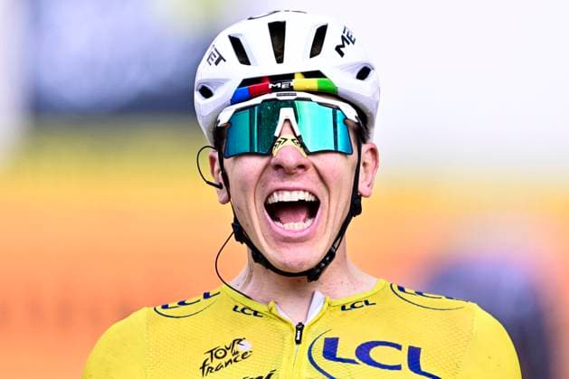Tour de France 2026 Stage 14 LE MARKSTEIN, FRANCE - JULY 18 : Pogacar Tadej (SLO) of UAE Team Emirates XRG celebrating his victory during stage 14 of the 113rd edition of Tour de France an UCI World Tour 2.UWT cycling road race stage for Men Elite of 155 km with start in Mulhouse and finish in Le Markstein on July 18, 2026 in Le Markstein, France, 18 07 2026 ( Motordriver Kurt Vandenborre - Le Markstein France  Copyright: xPeterxDexVoechtx