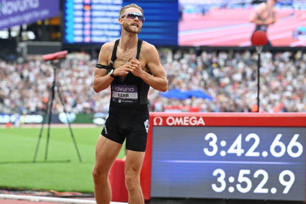 Josh Kerr records a record time for the mile that had previously stood fir 27 years the during the Diamond League Athletics at the London Stadium, Queen Elizabeth Olympic Park , London, England on 18 July 2026. Copyright: xPhilxHutchinsonx 45280042