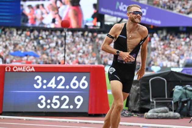 Josh Kerr records a record time for the mile that had previously stood fir 27 years the during the Diamond League Athletics at the London Stadium, Queen Elizabeth Olympic Park , London, England on 18 July 2026. Copyright: xPhilxHutchinsonx 45280043