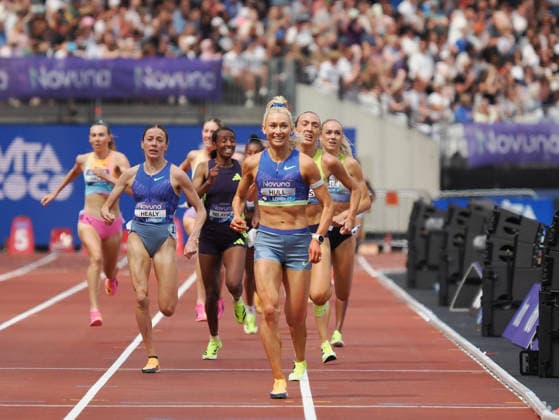 Jessica Hull leads out the field to win the women™s 3000m during the Diamond League Athletics at the London Stadium, Queen Elizabeth Olympic Park , London, England on 18 July 2026. Copyright: xPhilxHutchinsonx 45280046