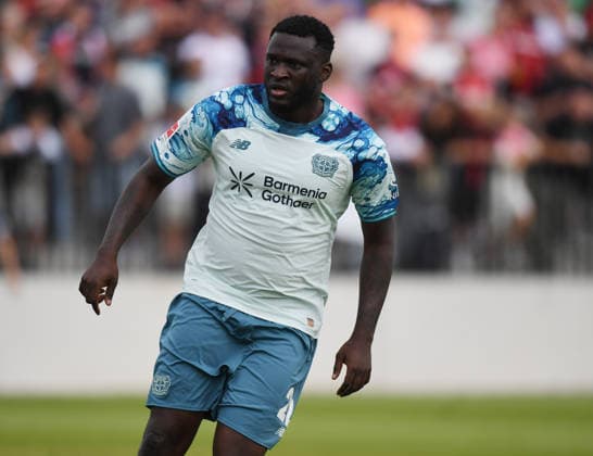 18.07.2026, xophax, Fussball 1.Bundesliga, Bayer 04 Leverkusen. Testspiel : SF Baumberg gegen Bayer 04 Leverkusen . Viktor Boniface ( Bayer 04 ) Monheim *** July 18, 2026, xophax, Soccer, Bundesliga 1, Bayer 04 Leverkusen Friendly Match: SF Baumberg vs. Bayer 04 Leverkusen, Viktor Boniface, Bayer 04 Monheim