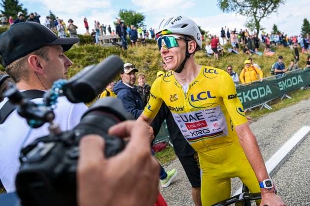Tour de France 2026 Stage 14 LE MARKSTEIN, FRANCE - JULY 18 : Pogacar Tadej (SLO) of UAE Team Emirates XRG celebrating his victory during stage 14 of the 113rd edition of Tour de France an UCI World Tour 2.UWT cycling road race stage for Men Elite of 155 km with start in Mulhouse and finish in Le Markstein on July 18, 2026 in Le Markstein, France, 18 07 2026 Le Markstein France  Copyright: xDavidxPintensx