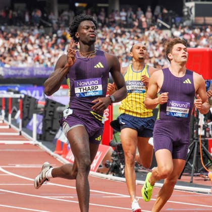 Ja™Kobe Tharp win the110m hurdles during the Diamond League Athletics at the London Stadium, Queen Elizabeth Olympic Park , London, England on 18 July 2026. Copyright: xPhilxHutchinsonx 45280055