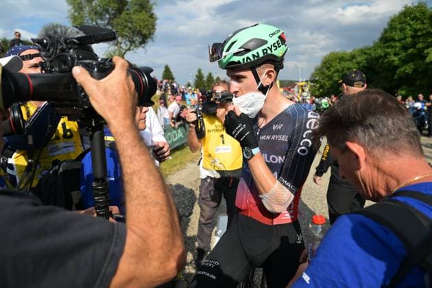 Tour de France 2026 Stage 14 LE MARKSTEIN, FRANCE - JULY 18 : Seixas Paul (FRA) of Decathlon CMA CGM Team after the race during stage 14 of the 113rd edition of Tour de France an UCI World Tour 2.UWT cycling road race stage for Men Elite of 155 km with start in Mulhouse and finish in Le Markstein on July 18, 2026 in Le Markstein, France, 18 07 2026 Le Markstein France  Copyright: xDavidxPintensx