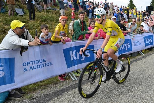 Slovenian Tadej Pogacar of UAE Team Emirates XRG pictured after winning stage 14 of the 2026 Tour de France cycling race, a stage of 155km from Mulhouse to Le Markstein Fellering, on Saturday 18 July 2026. The 113th edition of the Tour de France starts on Saturday 4 July in Barcelona, Spain, and will finish in Paris, France on the 26th of July. DAVIDxPINTENS  x181425061x
