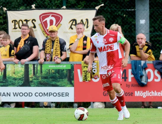 SOCCER - GAK vs Dresden, test match WINDISCHGARSTEN,AUSTRIA,18.JUL.26 - SOCCER - ADMIRAL Bundesliga, 2. DFL, 2. Deutsche Bundesliga, Grazer AK 1902 vs Dynamo Dresden, test match. Image shows Tobias Koch (GAK).  GEPAxpictures xHansxOberlaender