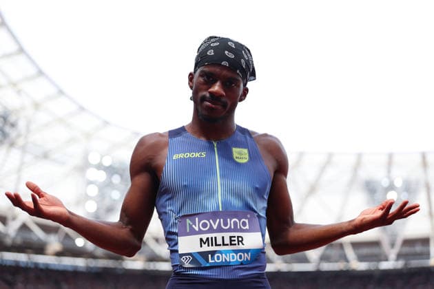 RECORD DATE NOT STATED 18th July 2026; London Stadium, London, England; 2026 Diamond League Novuna London Athletics Meet; Brandon Miller of United States poses for photographers after winning the men& x2019;s 800m race JohnxPatrickxFletcher