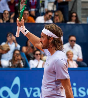 July 18, 2026, Gstaad, Bern, Switzerland: Gstaad Switzerland, 07 18 2026: STEFANOS TSITSIPAS of Greece celebrates his victory during semi-finals of EFG Swiss Open Gstaad ATP, Tennis Herren 250,Tennis Herren 250, which is known as the Swiss Gstaad Open and took place at Roy Emerson Arena in Gstaad, which is located in the famous ski resort of Gstaad and which is located in the Bernese Oberland..STEFANOS TSITSIPAS won 6-4; 3-6; 6-3. Gstaad Switzerland - ZUMAd206 20260718_zip_d206_079 Copyright: xEricxDubostx