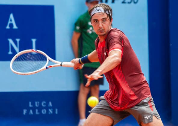 July 18, 2026, Gstaad, Bern, Switzerland: Gstaad Switzerland, 07 18 2026: ALEKSANDR SHEVCHENKO of Kazakhstan is in action during semi-finals of EFG Swiss Open Gstaad ATP, Tennis Herren 250,Tennis Herren 250, which is known as the Swiss Gstaad Open and took place at Roy Emerson Arena in Gstaad, which is located in the famous ski resort of Gstaad and which is located in the Bernese Oberland..STEFANOS TSITSIPAS won 6-4; 3-6; 6-3. Gstaad Switzerland - ZUMAd206 20260718_zip_d206_080 Copyright: xEricxDubostx