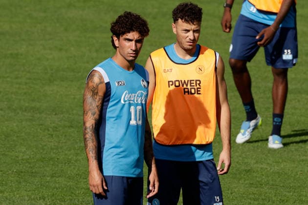 SSC Napoli preseason 2026-27 SSC Napoli™s Italian defender Luca Marianucci and Napoli s Kosovar defender Amir Rrahmani during Second day SSC Napoli s 2026-27 preseason training camp in val di sole in Trentino, Dimaro Folgarida July, 18 2026. _BPH0909 Copyright: xAntonioxBalascox