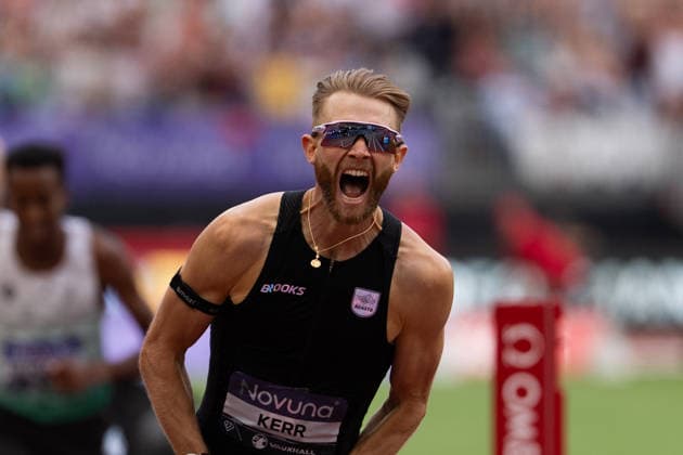 July 18, 2026, London, United Kingdom: Josh Kerr of Great Britain celebrates after winning the Emsley Carr Mile in a world record time of 3:42.66 during the Novuna London Athletics Meet at London Stadium. Athletics 2026: Novuna London Athletics Meet  - ZUMAh209 20260718_zsp_h209_038 Copyright: xAlixHabibx