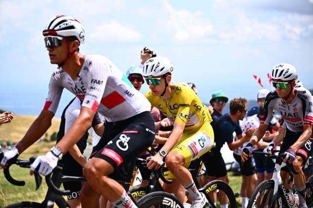 Tour de France 2026 Stage 14 LE MARKSTEIN, FRANCE - JULY 18 : Pogacar Tadej (SLO) of UAE Team Emirates - XRG in action during stage 14 of the 113rd edition of Tour de France an UCI World Tour 2.UWT cycling road race stage for Men Elite of 155 km with start in Mulhouse and finish in Le Markstein on July 18, 2026 in Le Markstein, France, 18 07 2026 ( Motordriver Kurt Vandenborre - Le Markstein France  Copyright: xGvgx