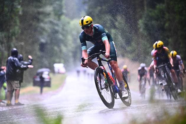 Tour de France 2026 Stage 14 LE MARKSTEIN, FRANCE - JULY 18 : Pedersen Mads (DEN) of Lidl - Trek in action during stage 14 of the 113rd edition of Tour de France an UCI World Tour 2.UWT cycling road race stage for Men Elite of 155 km with start in Mulhouse and finish in Le Markstein on July 18, 2026 in Le Markstein, France, 18 07 2026 ( Motordriver Kurt Vandenborre - Le Markstein France  Copyright: xGvgx