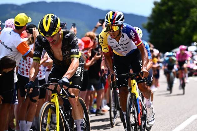 Tour de France 2026 Stage 14 LE MARKSTEIN, FRANCE - JULY 18 : Bernal Egan (COL) of Netcompany INEOS in action during stage 14 of the 113rd edition of Tour de France an UCI World Tour 2.UWT cycling road race stage for Men Elite of 155 km with start in Mulhouse and finish in Le Markstein on July 18, 2026 in Le Markstein, France, 18 07 2026 ( Motordriver Kurt Vandenborre - Le Markstein France  Copyright: xGvgx