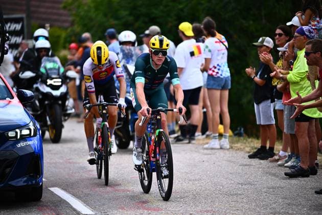 Tour de France 2026 Stage 14 LE MARKSTEIN, FRANCE - JULY 18 : Pedersen Mads (DEN) of Lidl - Trek in action during stage 14 of the 113rd edition of Tour de France an UCI World Tour 2.UWT cycling road race stage for Men Elite of 155 km with start in Mulhouse and finish in Le Markstein on July 18, 2026 in Le Markstein, France, 18 07 2026 ( Motordriver Kurt Vandenborre - Le Markstein France  Copyright: xGvgx