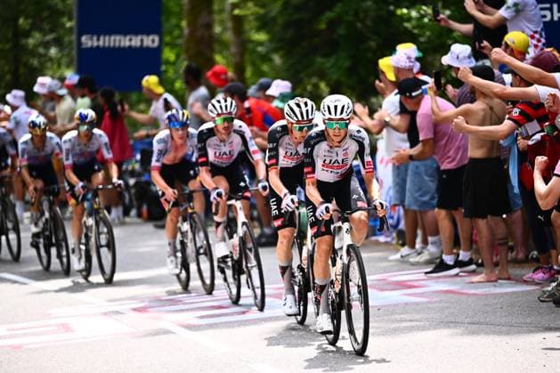 Tour de France 2026 Stage 14 LE MARKSTEIN, FRANCE - JULY 18 : Team UAE Emirates - XRG in action during stage 14 of the 113rd edition of Tour de France an UCI World Tour 2.UWT cycling road race stage for Men Elite of 155 km with start in Mulhouse and finish in Le Markstein on July 18, 2026 in Le Markstein, France, 18 07 2026 ( Motordriver Kurt Vandenborre - Le Markstein France  Copyright: xGvgx