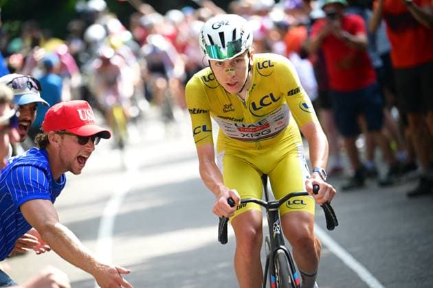 Slovenian Tadej Pogacar of UAE Team Emirates XRG is pictured during stage 14 of the 2026 Tour de France cycling race, a stage of 155km from Mulhouse to Le Markstein Fellering, on Saturday 18 July 2026. The 113th edition of the Tour de France starts on Saturday 4 July in Barcelona, Spain, and will finish in Paris, France on the 26th of July. POOLxBERNARDxPAPON  x181426069x