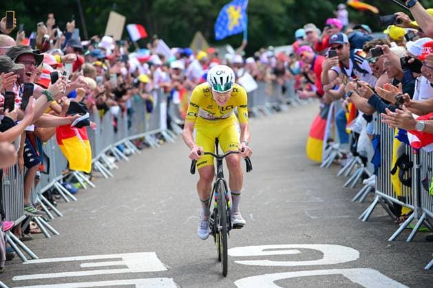 Slovenian Tadej Pogacar of UAE Team Emirates XRG is pictured during stage 14 of the 2026 Tour de France cycling race, a stage of 155km from Mulhouse to Le Markstein Fellering, on Saturday 18 July 2026. The 113th edition of the Tour de France starts on Saturday 4 July in Barcelona, Spain, and will finish in Paris, France on the 26th of July. POOLxBERNARDxPAPON  x181426126x