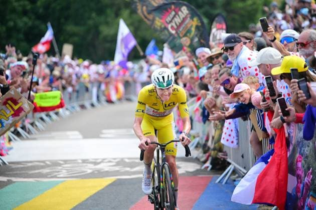 Slovenian Tadej Pogacar of UAE Team Emirates XRG is pictured during stage 14 of the 2026 Tour de France cycling race, a stage of 155km from Mulhouse to Le Markstein Fellering, on Saturday 18 July 2026. The 113th edition of the Tour de France starts on Saturday 4 July in Barcelona, Spain, and will finish in Paris, France on the 26th of July. POOLxBERNARDxPAPON  x181426141x