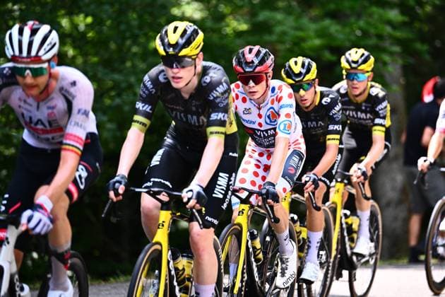 Danish Jonas Vingegaard of Team Visma-Lease a Bike is pictured during stage 14 of the 2026 Tour de France cycling race, a stage of 155km from Mulhouse to Le Markstein Fellering, on Saturday 18 July 2026. The 113th edition of the Tour de France starts on Saturday 4 July in Barcelona, Spain, and will finish in Paris, France on the 26th of July. POOLxGREGORYxVANxGANSEN  x181426199x